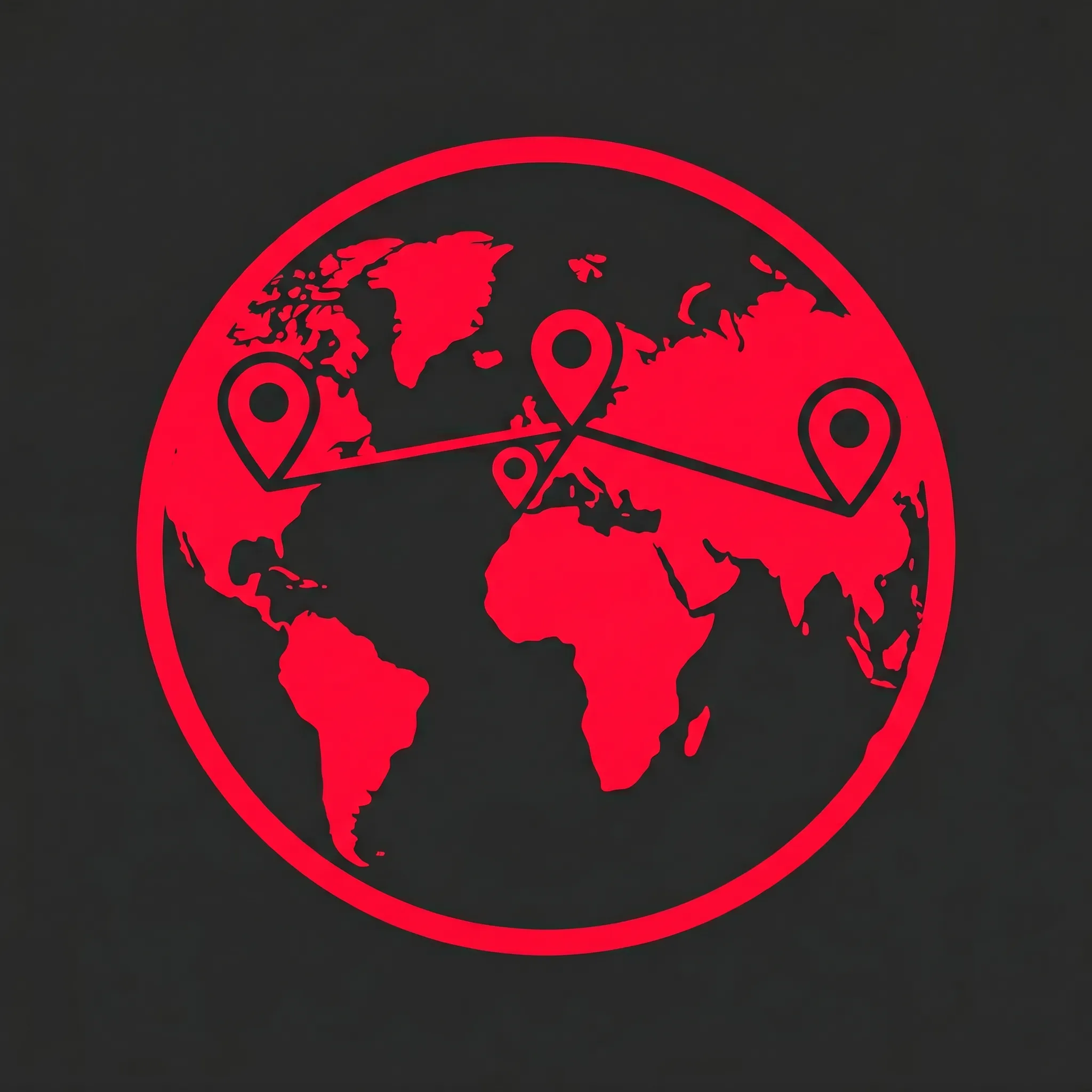 Firefly_A minimal flat icon of a globe. There are exactly four location pins total — no more, 903837 (1)
