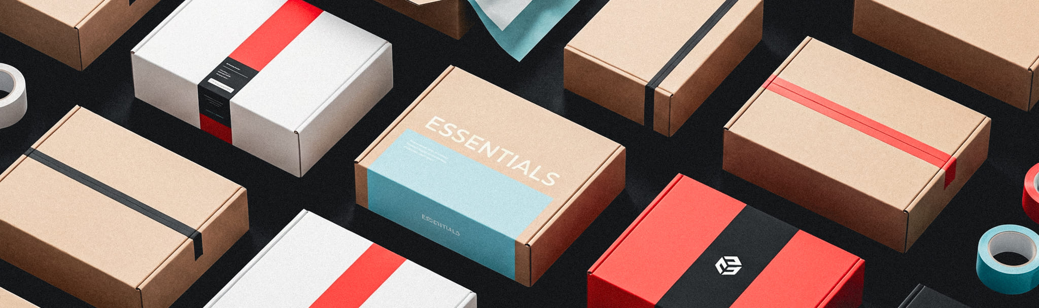 Firefly_Gemini Flash_Create a full-colour top-down studio photograph of several realistic e-commerce shipp 96000-2