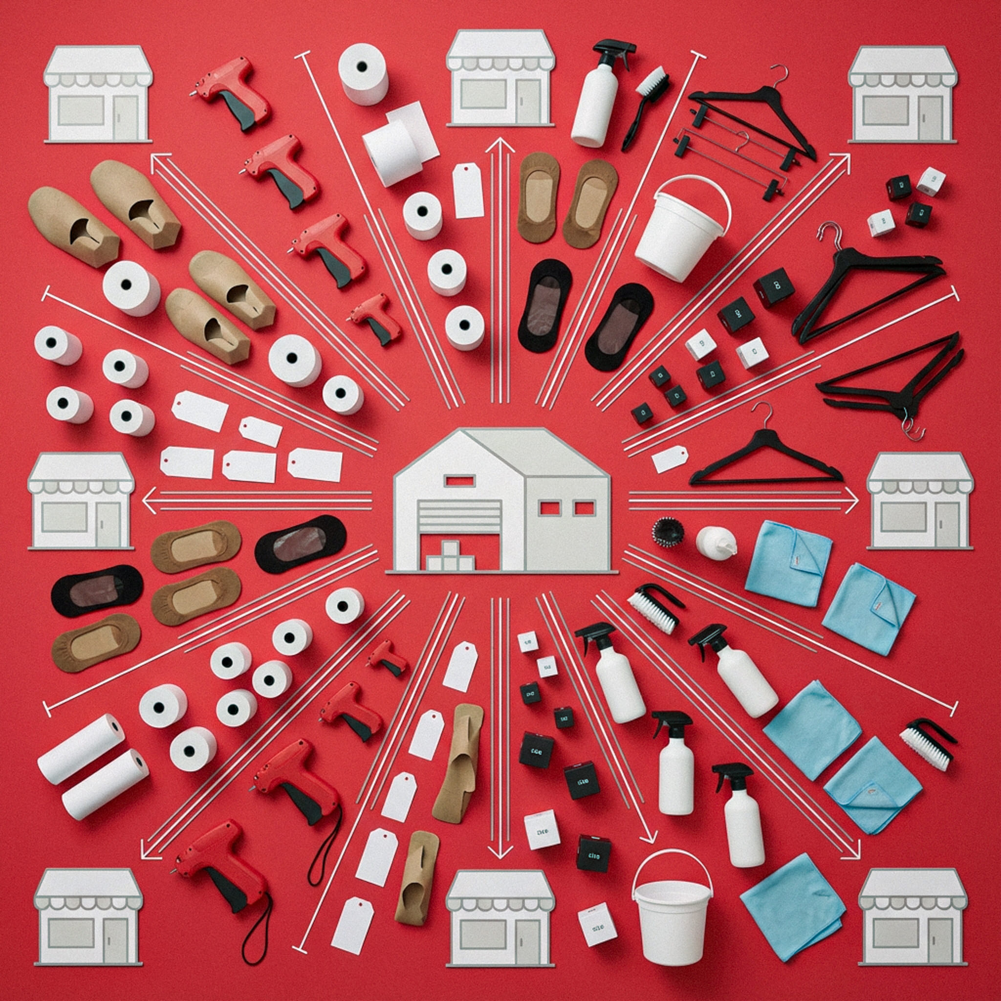 Firefly_Gemini Flash_Create a premium flat-lay on a red background (#ef334d)._Place a minimal white-grey w 609097